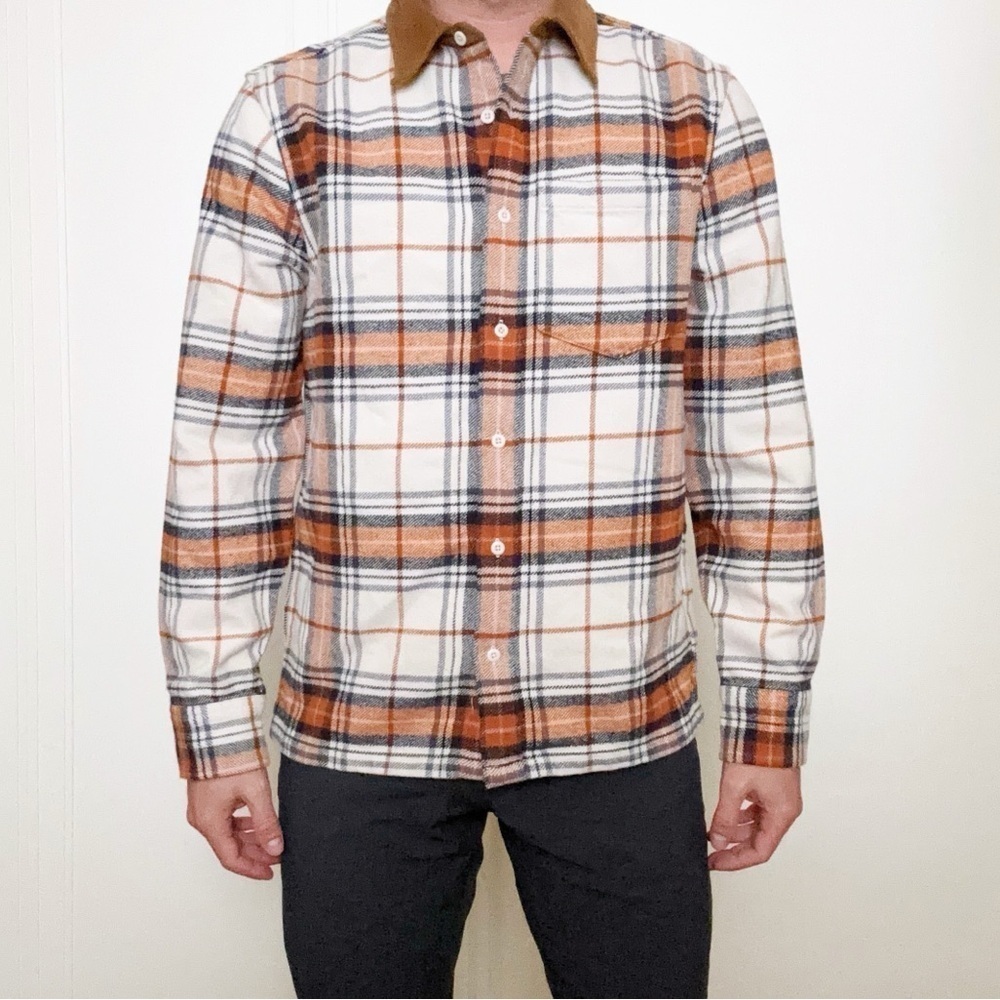 Madewell Men’s Corduroy Collar Easy Fit Shirt Jacket Small Plaid Flannel New